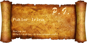Pukler Irina névjegykártya